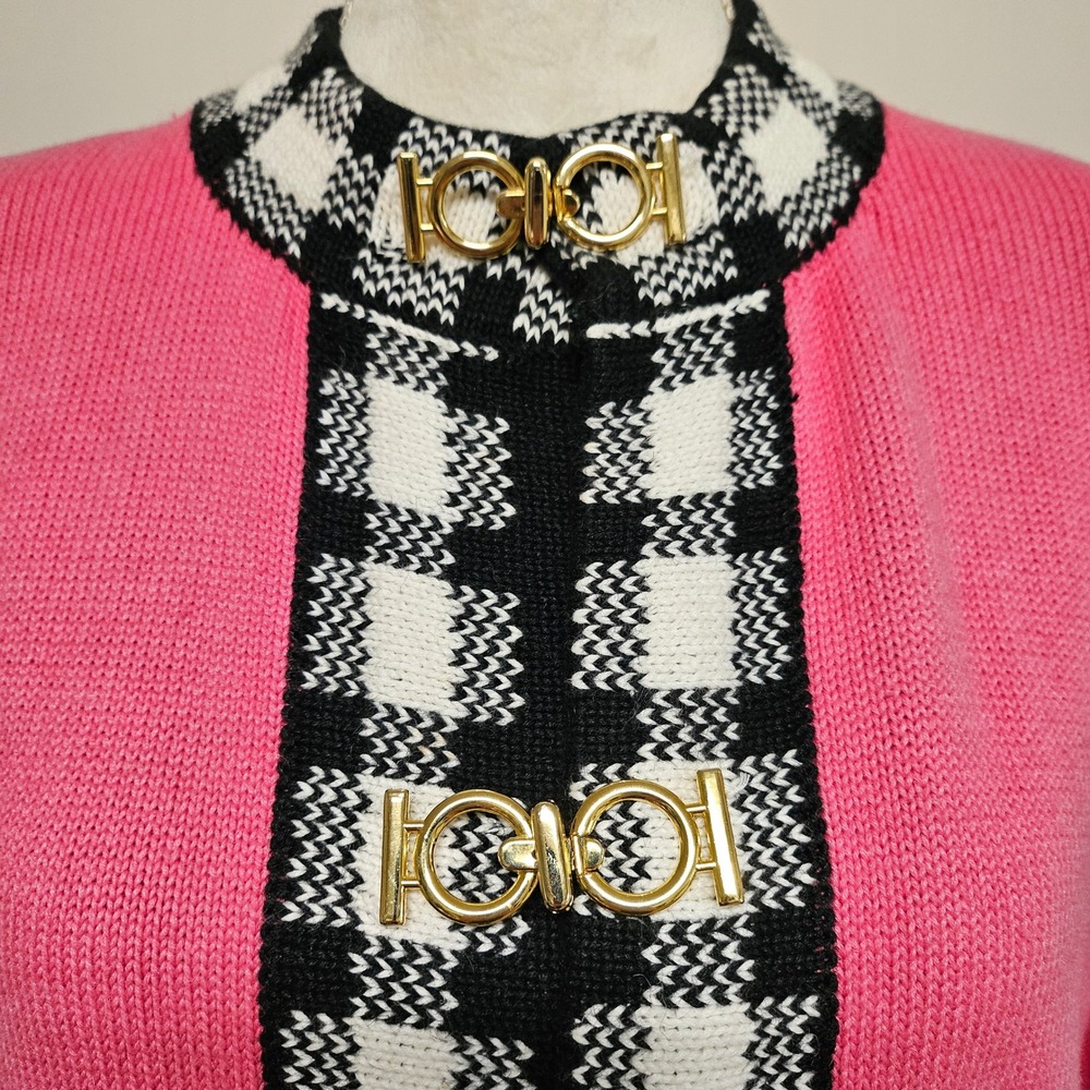 Vintage 80s Retro Berek2 Pink Knit Whimsy Purse Cardigan Size M Artsy Dopamine - Picture 3 of 9